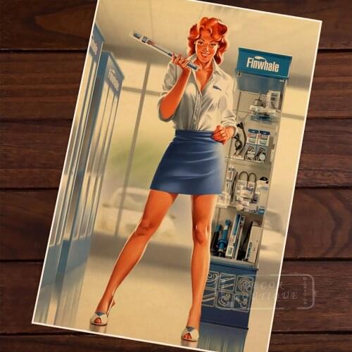 Nurse Legs Laugh Sexy beauty Pin-Up USSR Soviet Vintage Retro Canvas Painting Poster DIY Wall Home Bar Posters Home Decor Gift