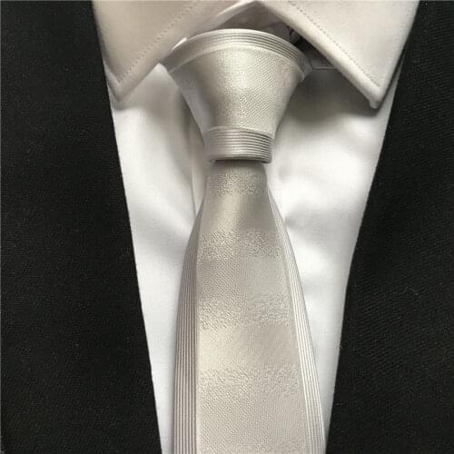 2021 Mens Ties Jacquard Woven Neck Tie Solid White Bordered Neckties Gravata to Match Dress Suits