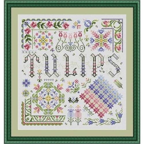 Tulip geometric figure counted 11CT 14CT 18CT Cross Stitch Set DIY Chinese Cross-stitch Kits Embroidery Needlework Home Deco