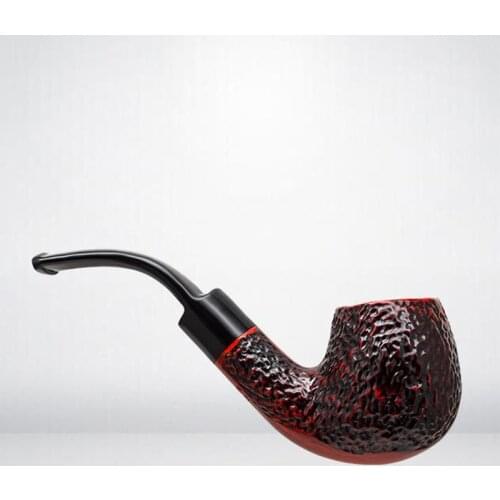 New LUBINSKI Business Red Sandal Wood Bent And Straight Style Pipe Wood Tobacco Smoking Tool Pipe Decoration Solid Wood Pipe