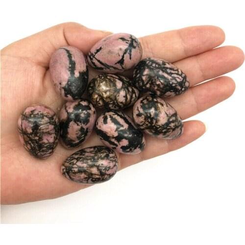 Wholesale 1PC Natural Rhodonite Stones Egg Shaped Quartz Crystal Stones Healing Reiki Decor Natural Quartz Crystals