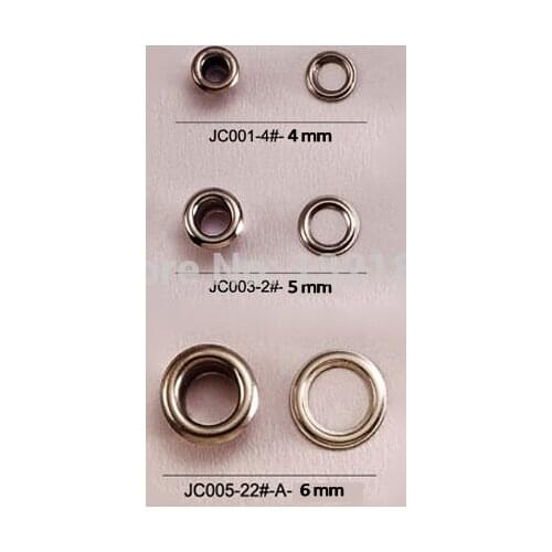 Wholesale 500sets/lot metal brass eyelets with washer 4/5/6mm small round metal grommets nickle color JY-001