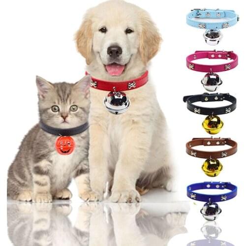 1.1/1.5CM Pet Bone Bells Collar Adjustable Safety Buckle Cats Dogs Collars Teddy Bomei Chihuahua Dedicated Puppy Pets Supplies