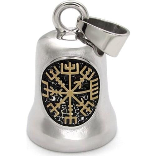 Free Shipping Punk 316L Stainless Steel Silver Color Golden Plated Viking Compass Nordic Symbol Biker Bell Pendant Jewelry