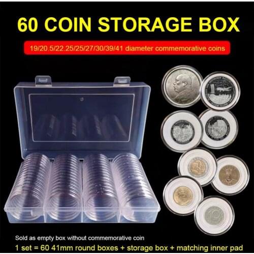 Portable Coin Holders Reusable Acrylic Transparent Storage Cases Round Protector Organizers Desk Display Stand Collection Box