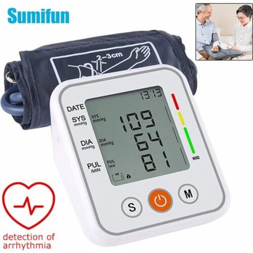 Portable Blood Pressure Monitor Automatic Upper Arm LCD Digital Monitors Sphygmomanometers Home Heart Rate Pulse BP Meter