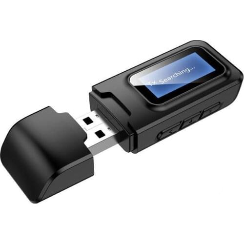 Bluetooth 5.0 Receiver Transmitter LCD Display 3.5mm AUX Jack 2 In1 USB Bluetooth Dongle Wireless Audio Adapter