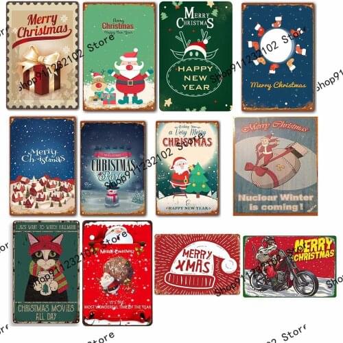 Merry Christmas Metal tin sign Pub Bar Decoration Tin Sign wall art Shabby Chic Home Decor Plaque Wall art Decoration