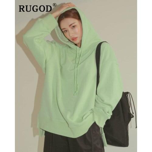 RUGOD New Fashion coloful hoodies women Korean ins long sleeve autumn pullovers hoodie female Harajuku Casual solid Sweatshirt