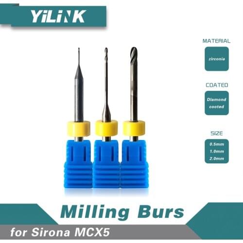Dental tools milling cutter sirona MCX5 milling burs dental cad cam diamond-coated milling cutter 0.5/1.0/2.5mm