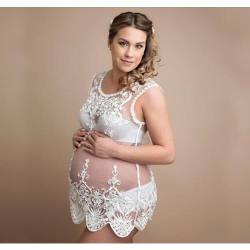 Sleeveless Embroidery Tulle Maternity Tops Photo Shoot Pregnancy Photography Tulle Tank Tops