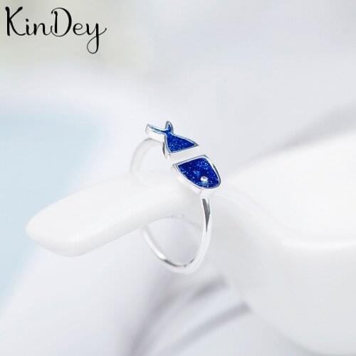Kindey Bohemian Vintage Silver Color Fish Rings For Women Gifts Girls Open Retro Antique Rings Wedding Jewelry