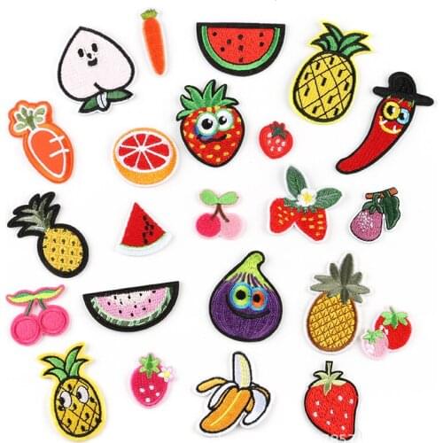 High Quality Fashion Embroidered Fruit Vegetable Pineapple Watermelon Shaped Cloth Sticker DIY Clothing Accessories Patch