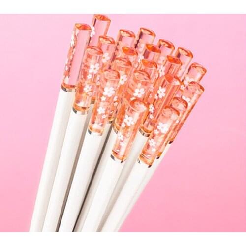 Amber Sakura Japanese Chopsticks Antibacterial Anti-slip High Temperature Resistant Sushi Food Chopsticks Korean Kitchen Supplie