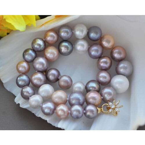 Z11094 A++ 17" 15mm Pink Lavender White Round Edison Keshi Pearl Choker Necklace