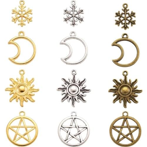 1 Set Mixed Shape Tibetan Style Alloy Pendants Mixed Color for DIY Earring Bracelet Necklace Jewelry Making Findings Accessories