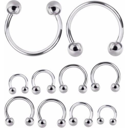 10PCS Stainless Steel Nose Septum Hoop Lip Rings Circular Barbell Horseshoe Ear Tragus Helix Earrings For Unisex Jewelry