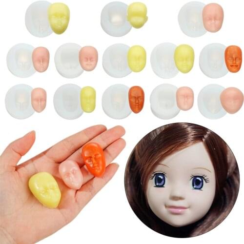 3D Doll Face Mold Proportional Facial Clay Moulds Doll Accessories DIY Handmade Tools For Dolls Making Cake Decorating Sugar