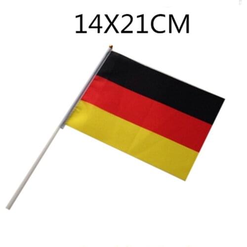 5PCS/lot the Hand flags 14*21CM of Russia, Germany, Brazil, Portugal, Argentina, Belgium, Poland, France with Pole Handing flag