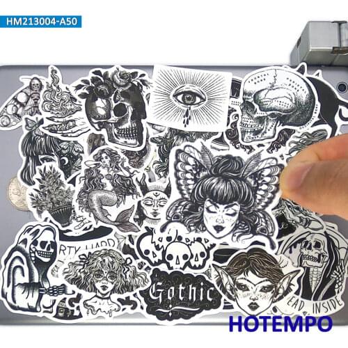 50pcs Dark Gothic Funny Death Skull Fairy Magic Phone Laptop Skateboard Car Stickers Pack for DIY Guitar Bike Motorcycle Sticker