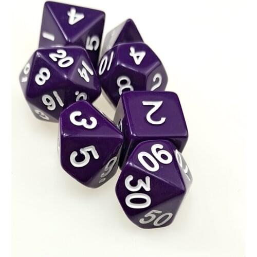 7 PC Polyhedral RPG Dice Set Opaque Purple (d4 d6 d8 d10 d% d12 & d20) for DND D&D Roleplaying Games