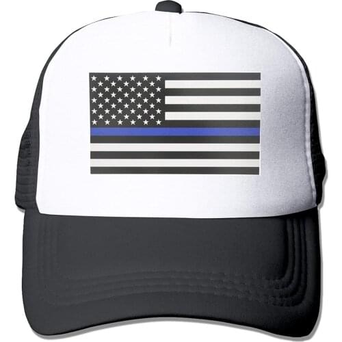 American Thin Blue Line Flag Baseball Cap Mesh Back Snapback Trucker Hat For Men/Women