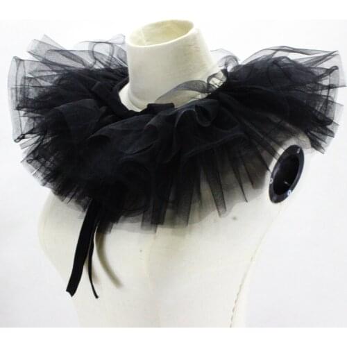 Black Women Mesh Fake Collars Necklace Choker False Collars for Half Shirt Blouse Dress Detachable Collar Neck Ruff Shawl