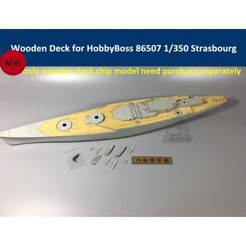 1/350 Scale Wooden Deck for HobbyBoss 86507 French Navy Strasbourg Ship Model Kits with Chain