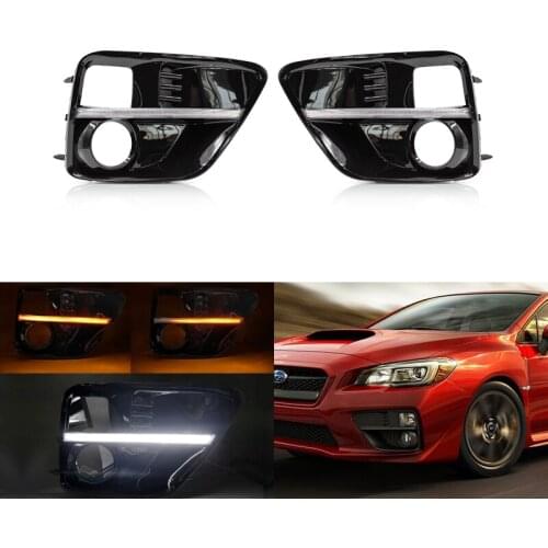 Dynamic Amber Turn Signal Front Bumper White Led DRL Daytime Running Lights For Subaru WRX / WRX STi 2015 2016 2017