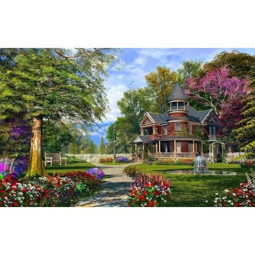 Summer House Build Tree Road Courtyard Garden backdrop High quality Computer print wedding background