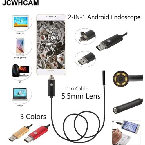 JCWHCAM 5.5mm Android OTG Endoscope Camera 1M Android OTG USB Flexible Snake Camera Android USB PC Borescope Camera