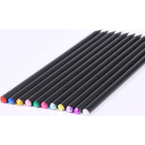 Black Wooden Pencil with Diamond Top High-end HB Student Writing Sketching Pencils School Office Supplies Customized Accept