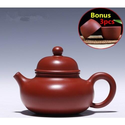 180ml Chinese ZiSha Tea Pot Set Bonus 3 Tea Cups Yixing Handmade Tea Pot Kettle Purple Clay Teapots with Gift Box Free Shipping