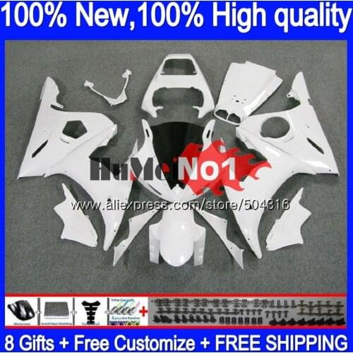 Body For YAMAHA YZF600 YZF R6 600CC YZF 600 R 6 CC 5MC.9 YZF-600 YZF-R6 2003 2004 2005 YZFR6 03 04 05 Glossy white Fairings