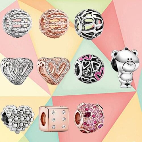 Fashion Hot-selling New Year Series In 2020, Valentines Day Charm 925 Sterling Silver Beaded Hollow, Charming Diy Woman Jewelry