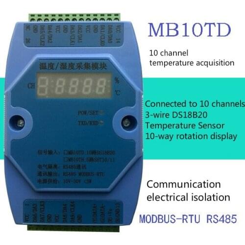 DS18B20 10 Multi-channel Temperature Acquisition Module RS485 Modbus RTU