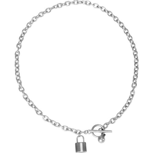 Punk Lock Pendant Necklaces Men Hiphop rock Fashion Gothic Stainless Steel Necklace For Men Jewelry