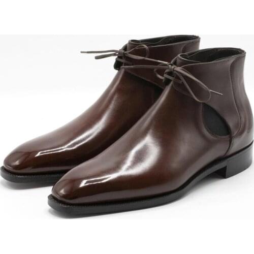 Chelsea Winter Mens Boots Shoes Work Boots Non-Slip Fashion Designer Bright Genuine Leather Add Velvet Shoes Men