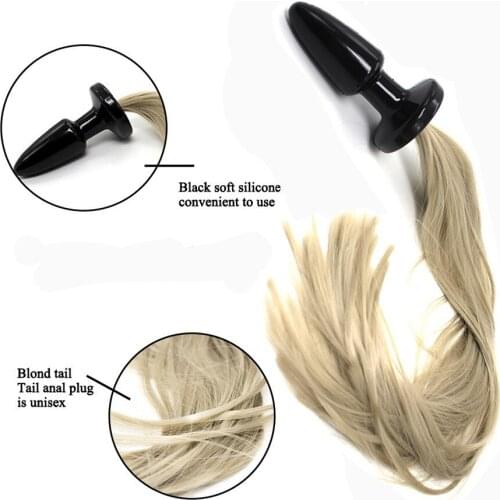 CamaTech Soft Silicone Blondie Pony Tail Butt Toy Fetish Animal Roleplay Horse Tail Plug Unisex Stallion Anal Insert Sex Stopper
