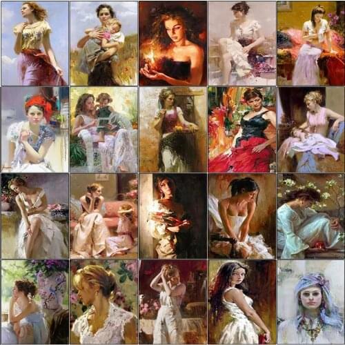 Full square cuadros embroidery Cross stitch dirll drawing mosaic 5d diamond painting kit Woman color child beauty flower complet