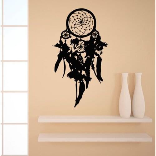 Feathers Dream Catcher Wall Sticker For Kids Room Bedroom Wallpaper Living Room Poster Murals Vinyl Stickers Indian Decor S-548
