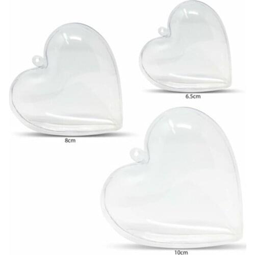 Clear Fillable Heart Baubles Plastic Wedding Favours Christmas Decoration Love
