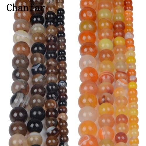 Brown Orange Banded Stone Beads Women Jewelry Fashion Making Beads 4 6 8 10 12mm