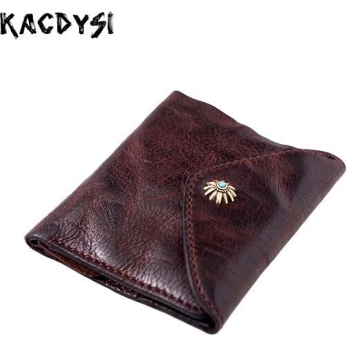Original Retro Luxury Small Men Wallet Real Cowhide Coin Purse Man Classic Short Wallet Leather Money Pocket Credit Card Holder