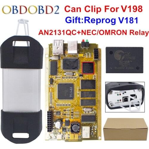 30pcs Full Chip Can Clip V200 CYPERSS AN2131QC AN2135SC+Reprog V181 Auto Diagnostic Interface Gold PCB For Can Clip Cars