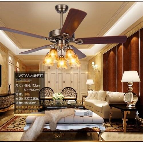 Ceiling lamp LED 110-220V Fan light restaurant fan lamp living room European style retro minimalist home fan lamp Including bulb