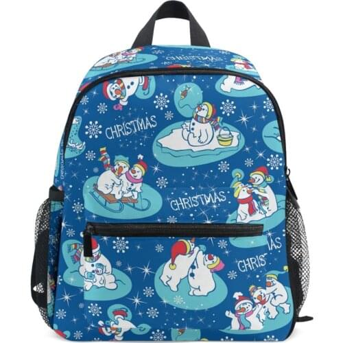 Christmas snowman Children Orthopedics School Bags Kids Backpack In Primary Schoolbag For Girls Boy Waterproof Backpacks mochila