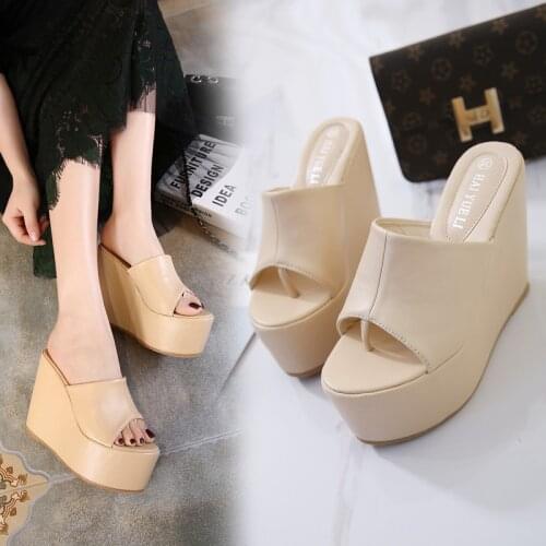 Women Shoes Slippers Summer Beach Sandals 13CM Heels Shoes Women Platform Wedges Flowers Gladiator Sandals Thick Bottom Slippers