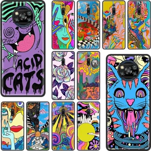 Psychedelic Trippy Art Silicone Case for Xiaomi Mi 11 Poco X3 NFC 10T Pro Note 10 Lite 9T CC9 9 8 A2 M3 Soft Phone Cover Capa