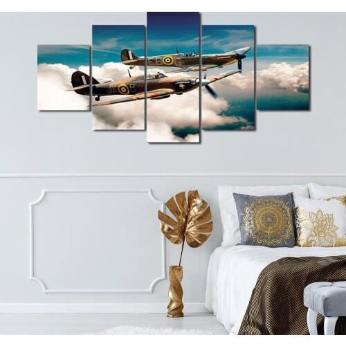 Modern Canvas Painting Spitfire And Hurricane Of The Battle Posters and Prints Wall Art Picture for Living Room Decor with Frame